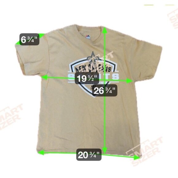 New Orleans Saints Shirt NFL Football Short Sleeve Majestic Large Gold Cotton - Picture 5 of 7